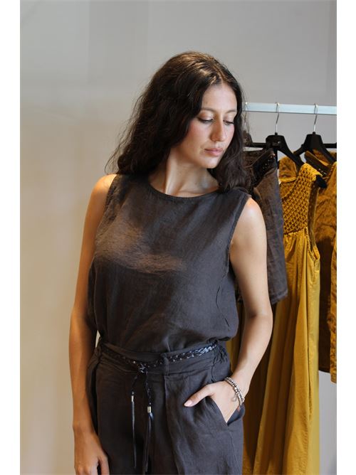 Blusa in lino smanicata DIECI MINUTI | 554442